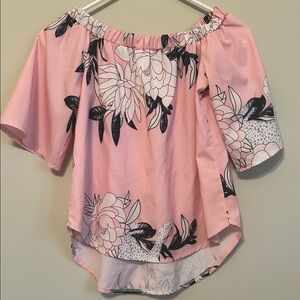 Pink Off-Shoulder Asymmetrical Blouse